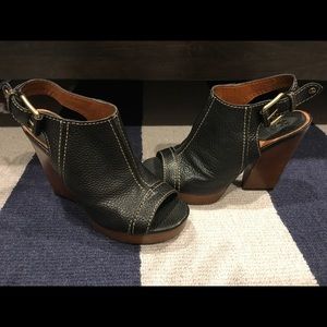 Lucky Brand leather peep toe mules